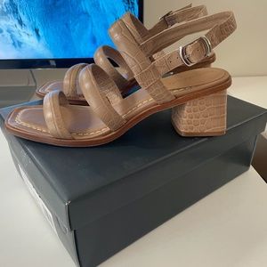 Bernardo Britney Croc Embossed Block Heel Sandals